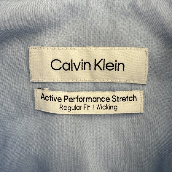 Calvin Klein Men's Active Performance Dress Shirt Blue 16-16.5 36/37, L, NEW - Picture 4 of 12